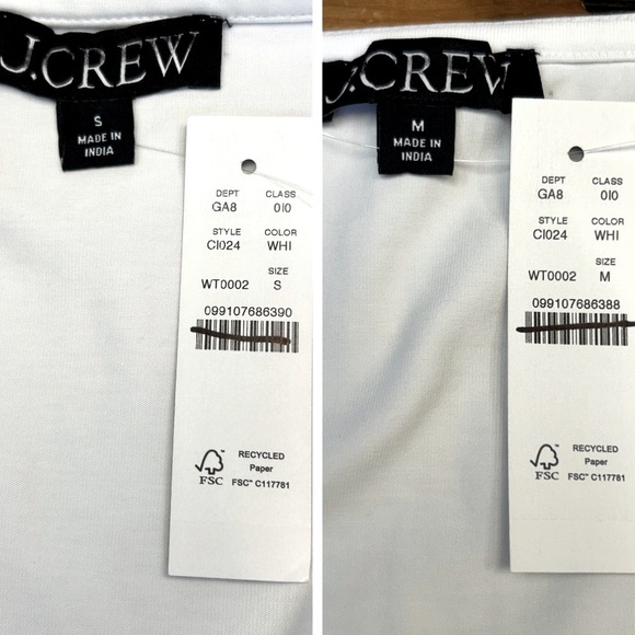 NWT J. Crew White Stretch Cotton-Blend V-Neck Top, Sizes S & M - Picture 10 of 12